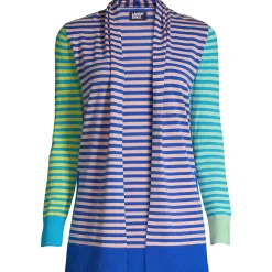 Women's Cotton Open Long Cardigan Sweater - Stripe