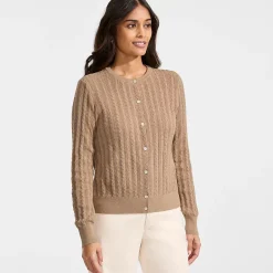 Women's Cotton Pointelle Modern Cardigan Sweater
