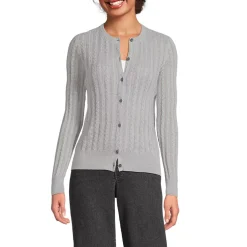 Women's Cotton Pointelle Modern Cardigan Sweater