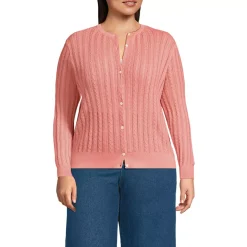 Women's Cotton Pointelle Modern Cardigan Sweater