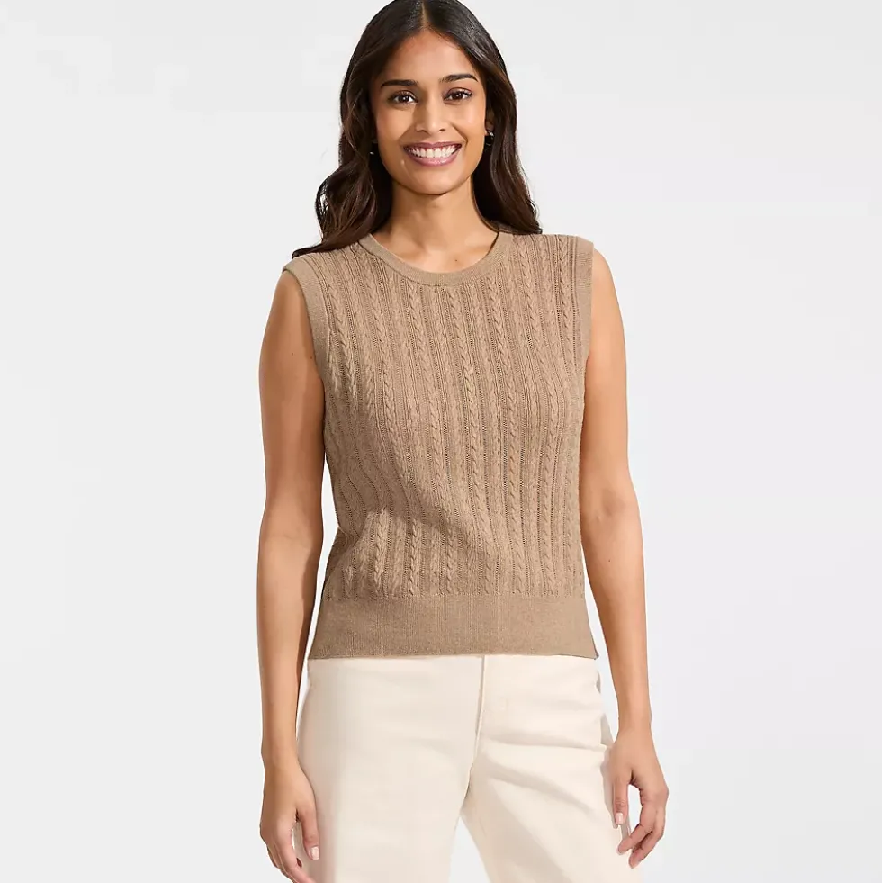Women's Cotton Pointelle Shell Sweater