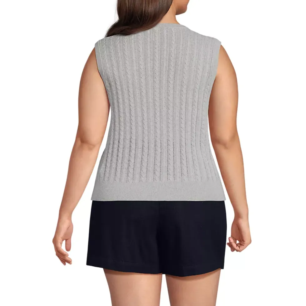 Women's Cotton Pointelle Shell Sweater