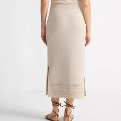 Women's Cotton Pointelle Sweater Maxi Skirt - Set Bottom