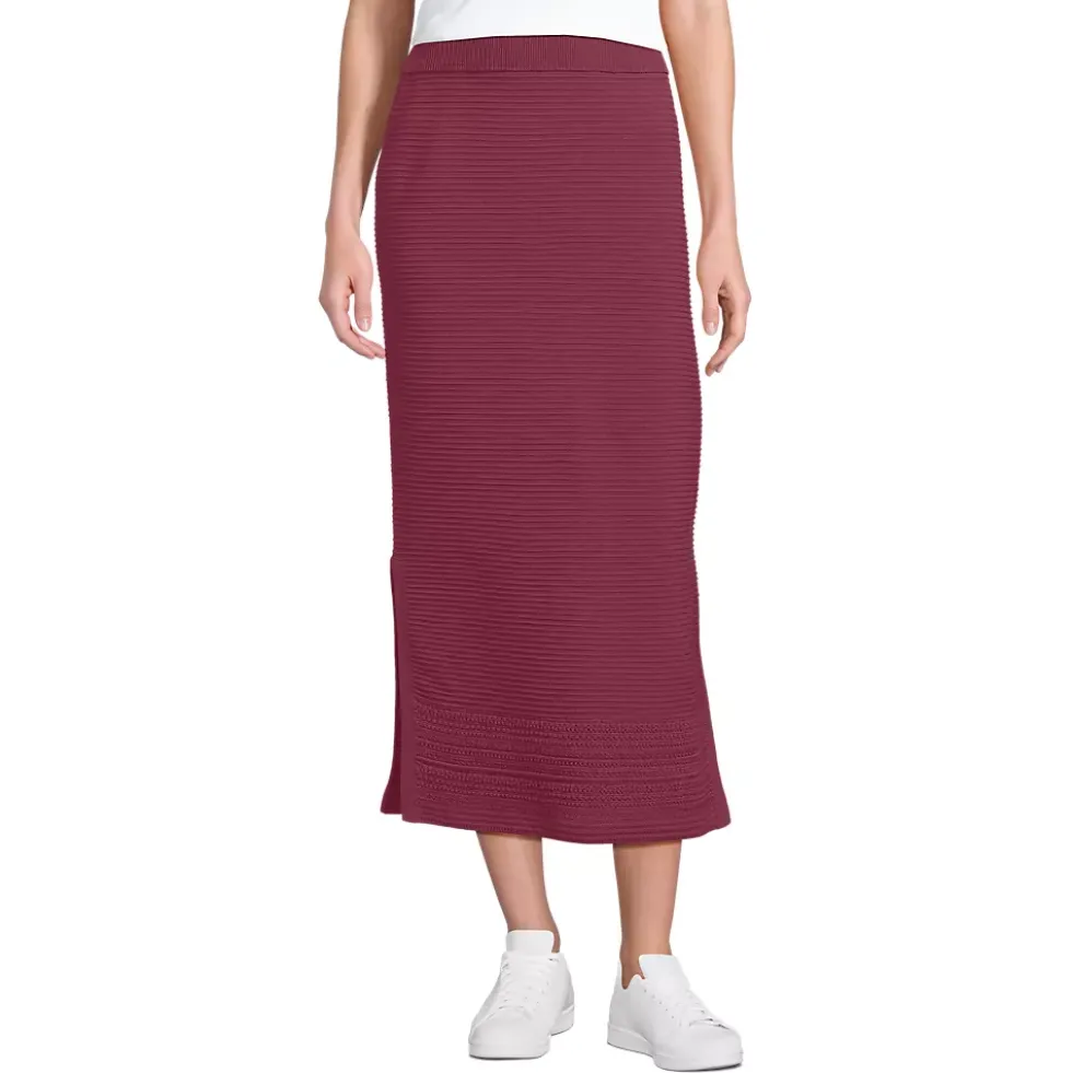 Women's Cotton Pointelle Sweater Maxi Skirt - Set Bottom