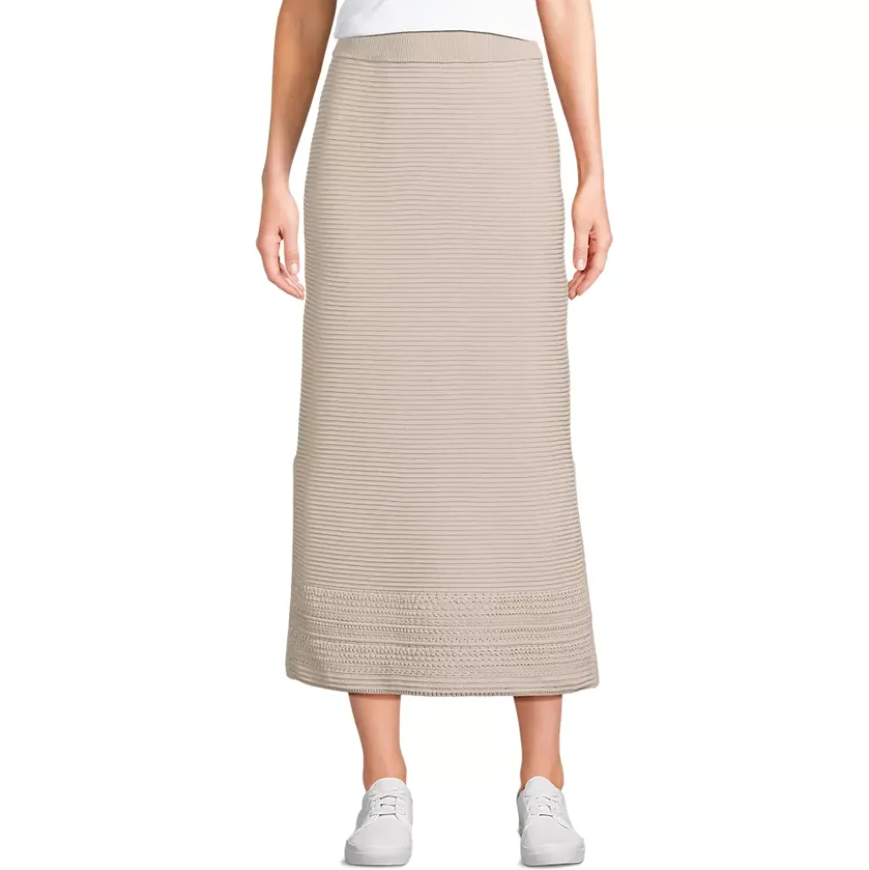 Women's Cotton Pointelle Sweater Maxi Skirt - Set Bottom