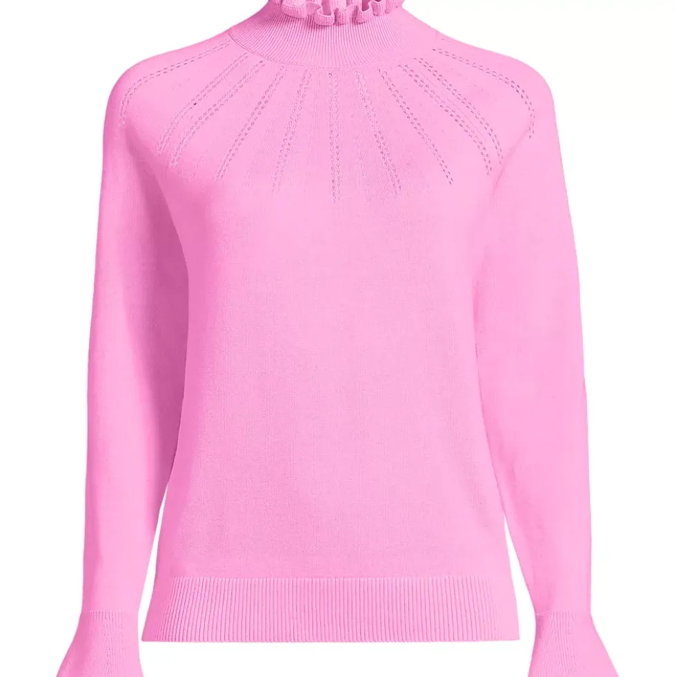 Women's Cotton Pointelle Turtleneck Sweater