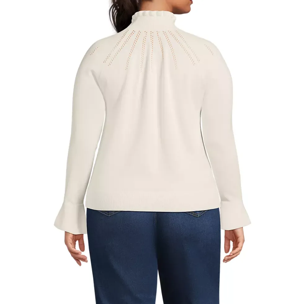 Women's Cotton Pointelle Turtleneck Sweater