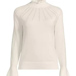 Women's Cotton Pointelle Turtleneck Sweater