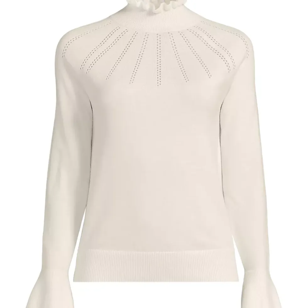 Women's Cotton Pointelle Turtleneck Sweater