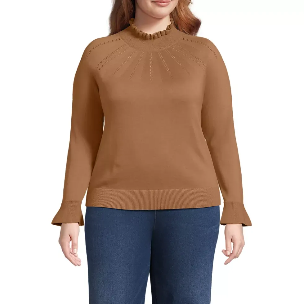 Women's Cotton Pointelle Turtleneck Sweater