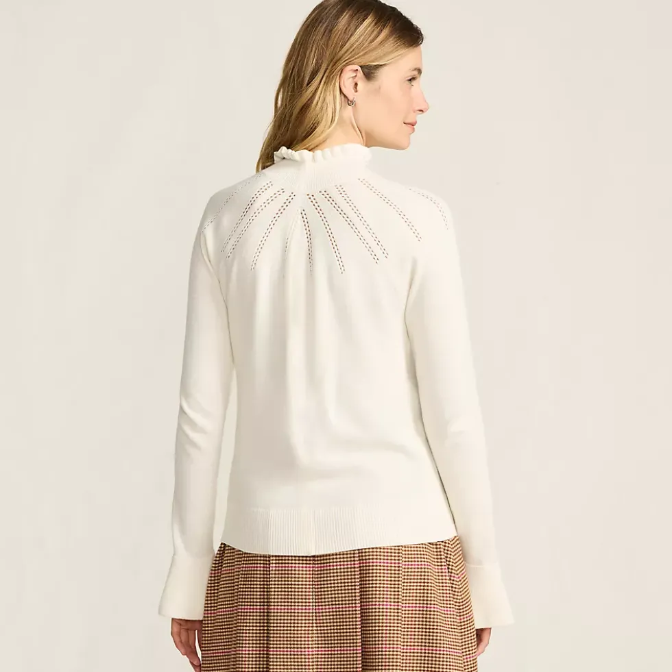 Women's Cotton Pointelle Turtleneck Sweater