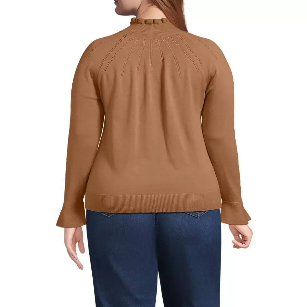 Women's Cotton Pointelle Turtleneck Sweater