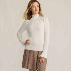 Women's Cotton Pointelle Turtleneck Sweater
