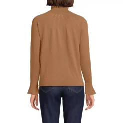 Women's Cotton Pointelle Turtleneck Sweater