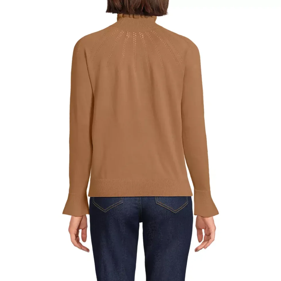 Women's Cotton Pointelle Turtleneck Sweater