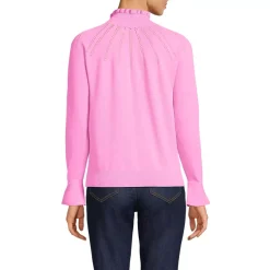 Women's Cotton Pointelle Turtleneck Sweater