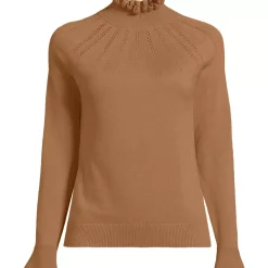 Women's Cotton Pointelle Turtleneck Sweater