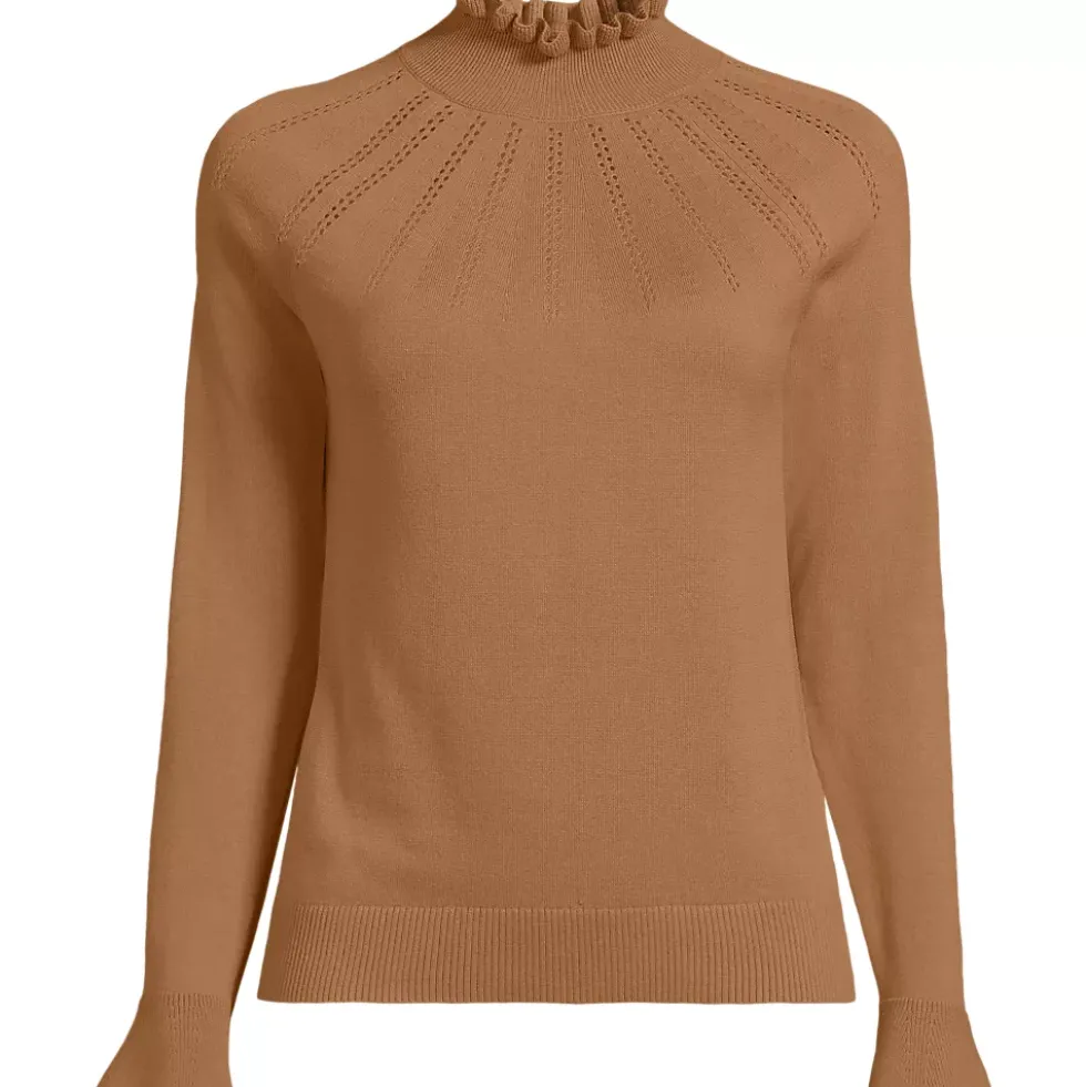 Women's Cotton Pointelle Turtleneck Sweater