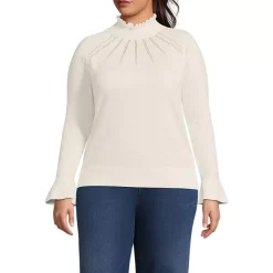 Women's Cotton Pointelle Turtleneck Sweater