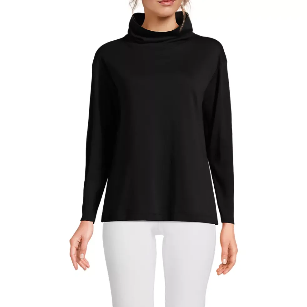Women's Cotton Polyester Long Sleeve Funnel Neck Shirt