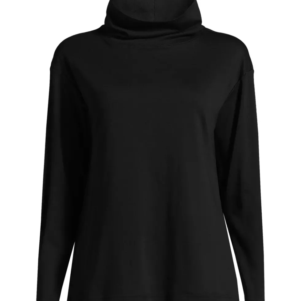 Women's Cotton Polyester Long Sleeve Funnel Neck Shirt