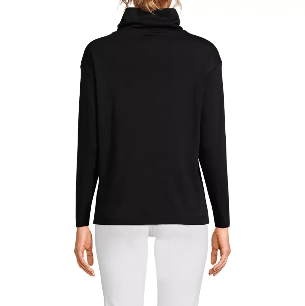 Women's Cotton Polyester Long Sleeve Funnel Neck Shirt
