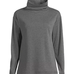 Women's Cotton Polyester Long Sleeve Funnel Neck Shirt