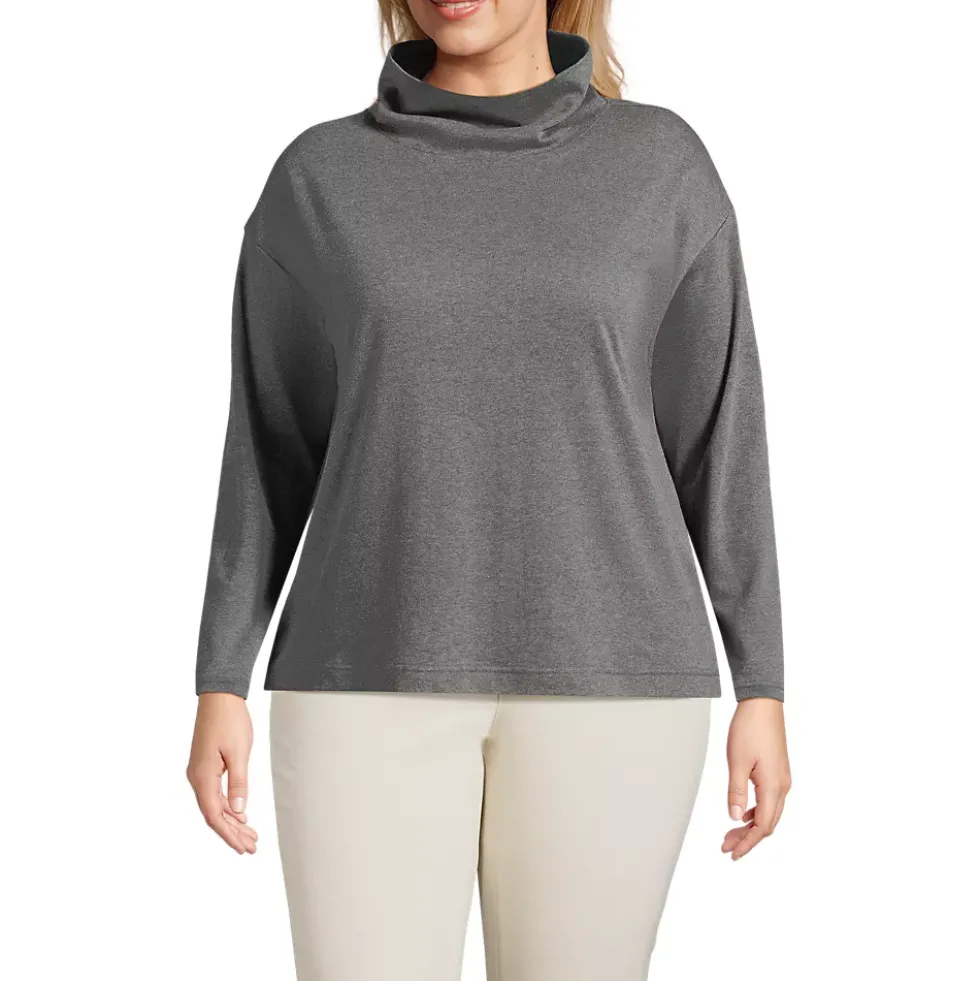 Women's Cotton Polyester Long Sleeve Funnel Neck Shirt