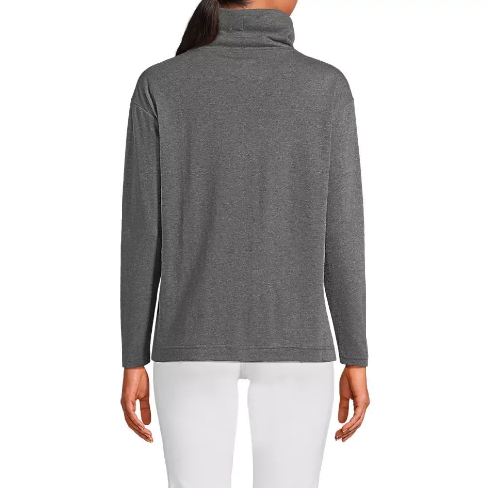 Women's Cotton Polyester Long Sleeve Funnel Neck Shirt