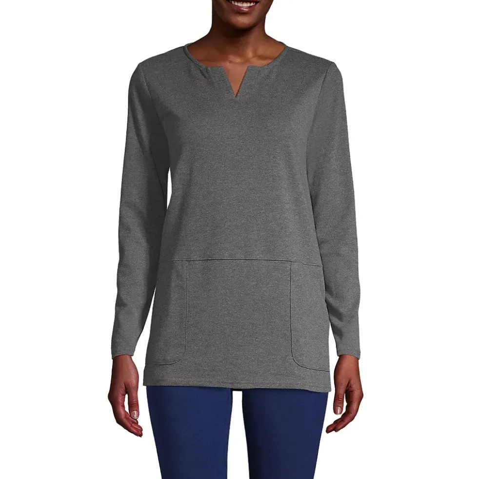 Women's Cotton Polyester Long Sleeve Tunic with Pockets