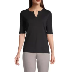 Women's Cotton Polyester Modern Half Sleeve Splitneck