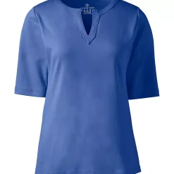 Women's Cotton Polyester Modern Half Sleeve Splitneck