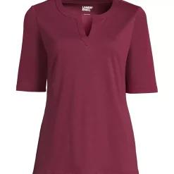 Women's Cotton Polyester Modern Half Sleeve Splitneck