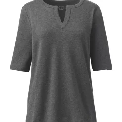 Women's Cotton Polyester Modern Half Sleeve Splitneck