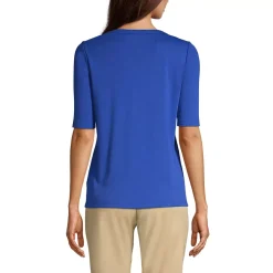 Women's Cotton Polyester Modern Half Sleeve Splitneck