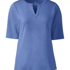 Women's Cotton Polyester Modern Half Sleeve Splitneck