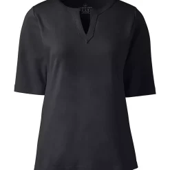 Women's Cotton Polyester Modern Half Sleeve Splitneck