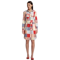 Women's Cotton Poplin Button Front Shirt Dress