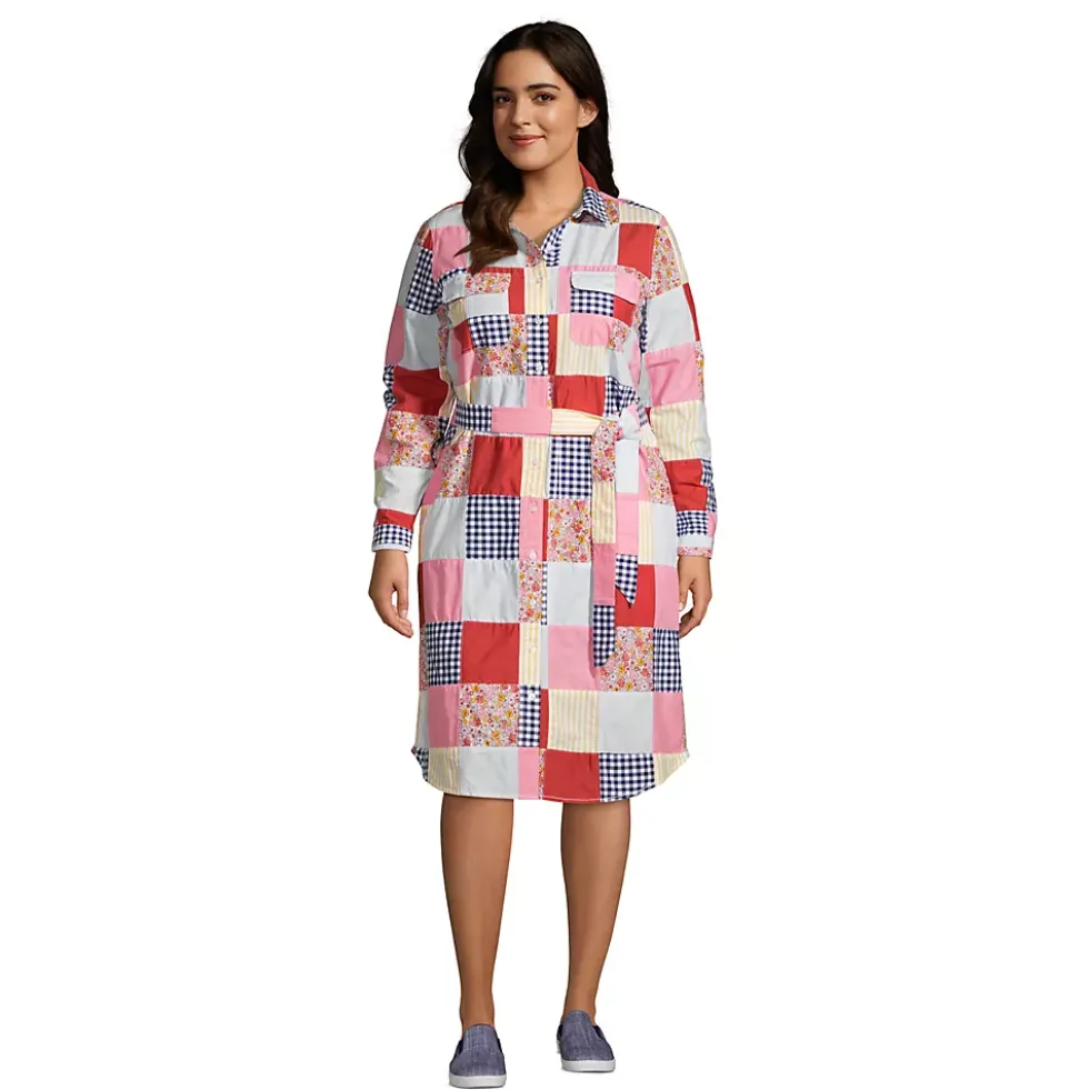Women's Cotton Poplin Button Front Shirt Dress