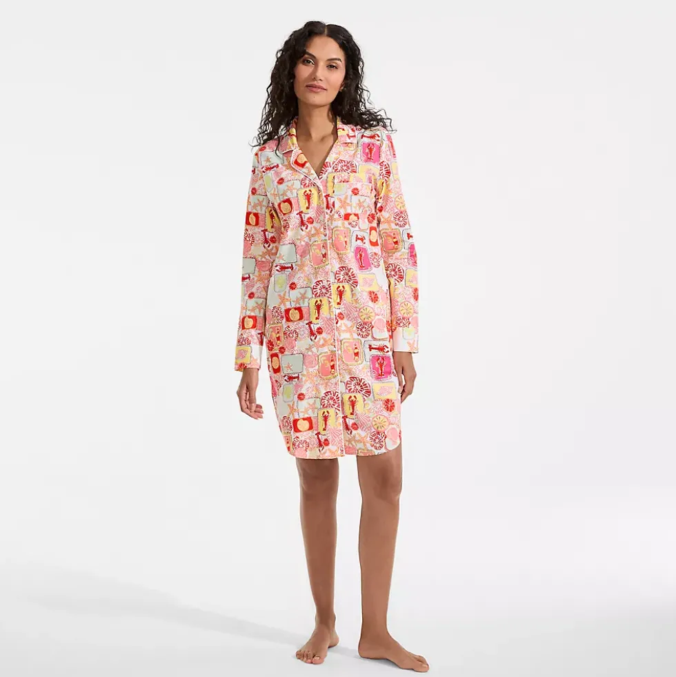 Women's Cotton Poplin Long Sleeve Sleepshirt Nightgown