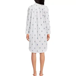 Women's Cotton Poplin Long Sleeve Sleepshirt Nightgown