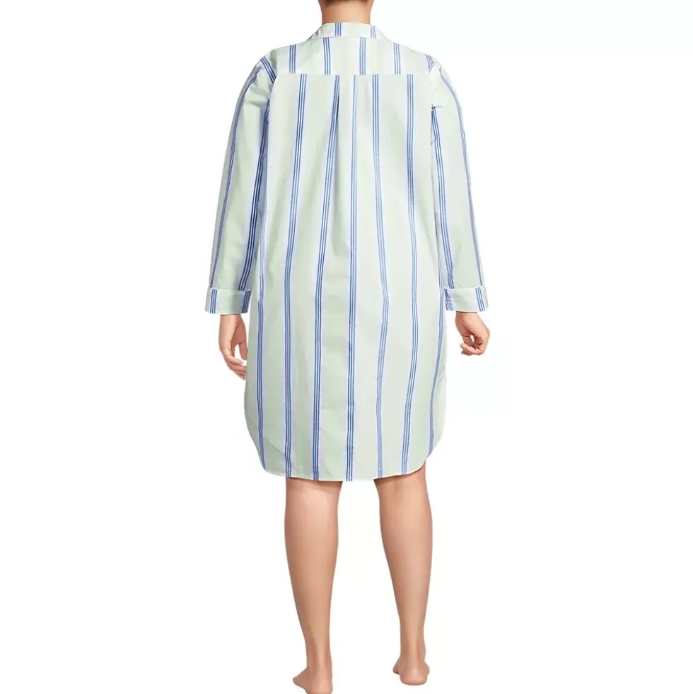 Women's Cotton Poplin Long Sleeve Sleepshirt Nightgown