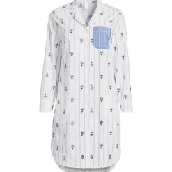 Women's Cotton Poplin Long Sleeve Sleepshirt Nightgown