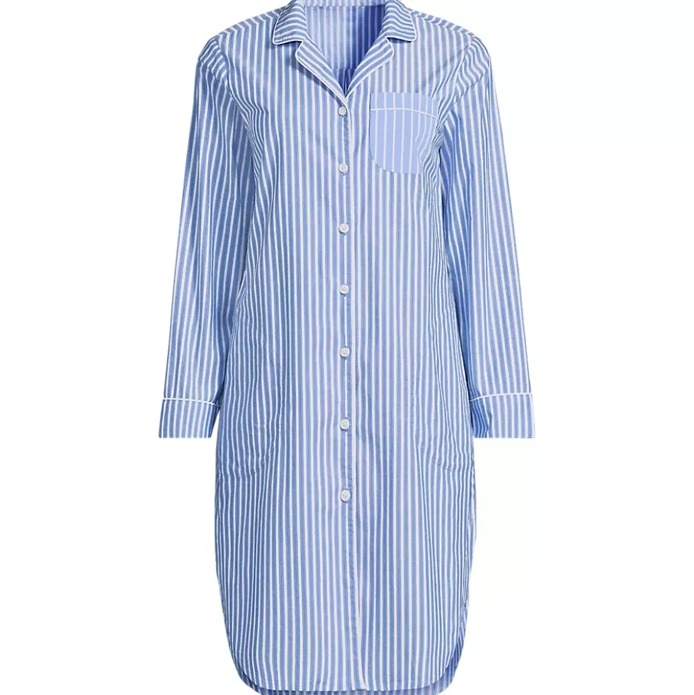 Women's Cotton Poplin Long Sleeve Sleepshirt Nightgown