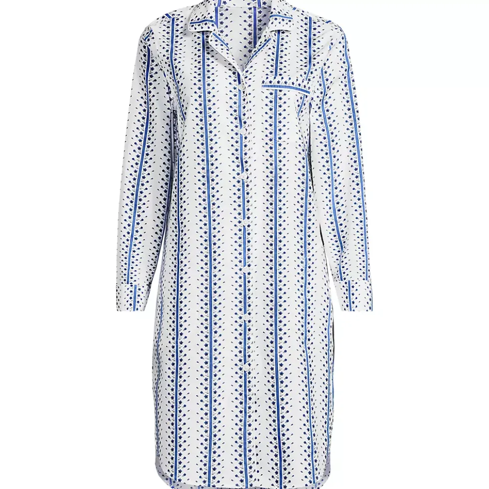 Women's Cotton Poplin Long Sleeve Sleepshirt Nightgown