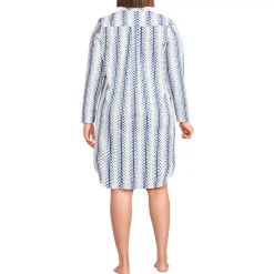 Women's Cotton Poplin Long Sleeve Sleepshirt Nightgown
