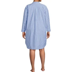 Women's Cotton Poplin Long Sleeve Sleepshirt Nightgown