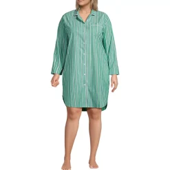 Women's Cotton Poplin Long Sleeve Sleepshirt Nightgown