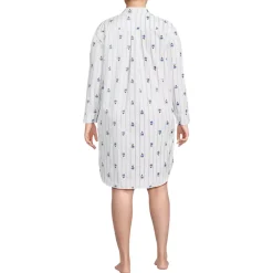 Women's Cotton Poplin Long Sleeve Sleepshirt Nightgown