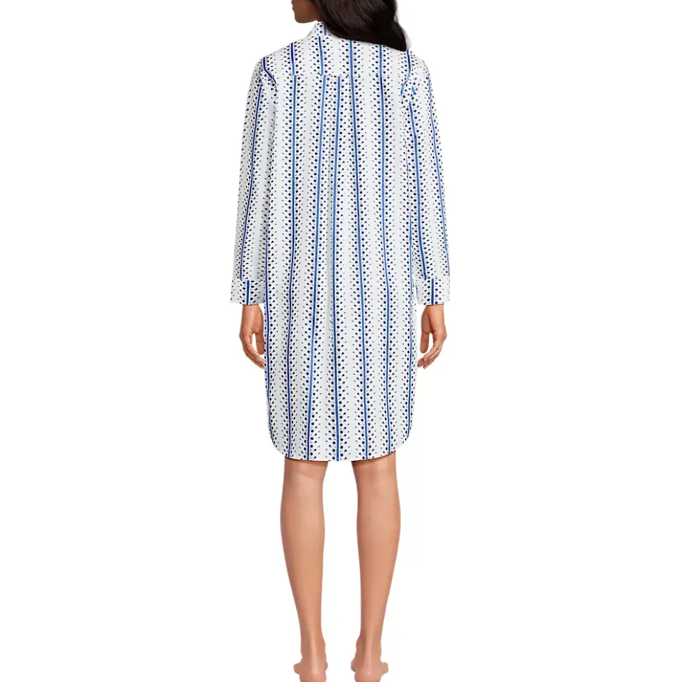 Women's Cotton Poplin Long Sleeve Sleepshirt Nightgown